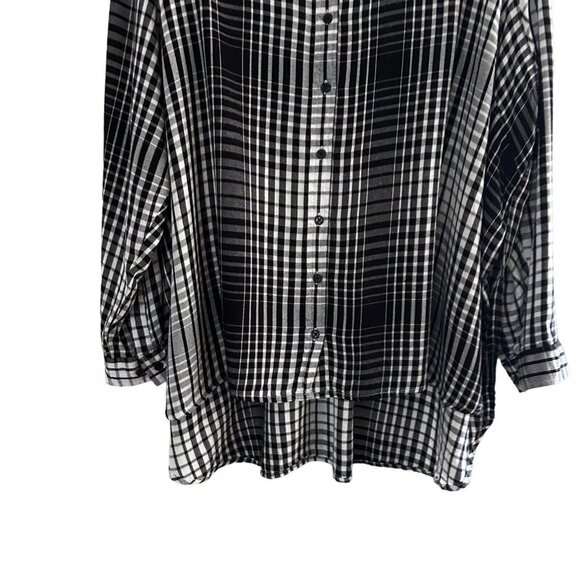 Melissa McCarthy Black White Blouse Top Hi-Low Checkered Size 4X Plus - Picture 4 of 14